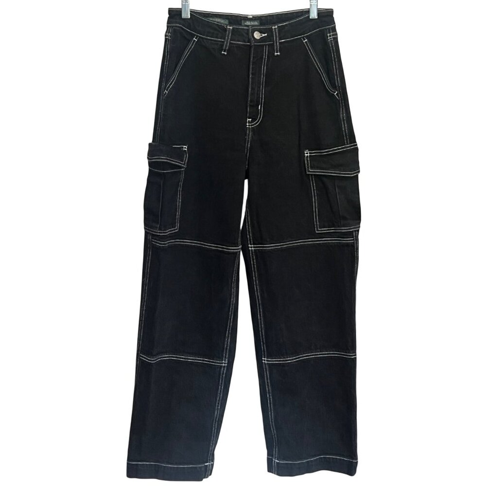 Wild Fable Black Contrast Stitch Super High-Rise Baggy Jeans Womens Size 4/27R